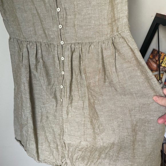 Madewell Linen-Blend Alexandra Button-Front Mini Dress in Olive Branch Size Med - Picture 4 of 8